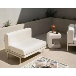 Leen Bakker FERRETTI - Tuinbank uitbreidingsmodule - Lichtbeige - Stof