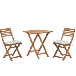Beliani FIJI - Bistroset voor 2 - Lichte houtkleur /Groen - Acaciahout