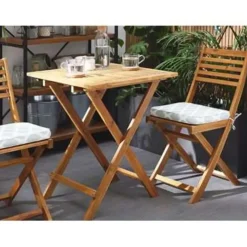 Beliani FIJI - Bistroset voor 2 - Lichte houtkleur /Groen - Acaciahout