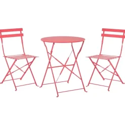 Bistro- & Balkonsets-Beliani FIORI - Bistroset voor 2 - Rood - Staal