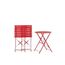 Bistro- & Balkonsets-Beliani FIORI - Bistroset voor 2 - Rood - Staal
