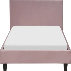 1-Persoons Bedden-Beliani FITOU - Eenpersoonsbed - Lichtroze - 90 x 200 cm - Fluweel