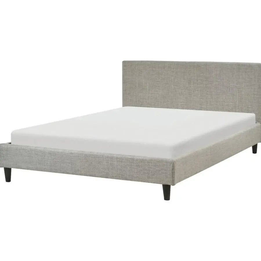 Twijfelaars-Beliani FITOU - Tweepersoonsbed - Lichtgrijs - 140 x 200 cm - Polyester