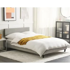 Twijfelaars-Beliani FITOU - Tweepersoonsbed - Lichtgrijs - 140 x 200 cm - Polyester