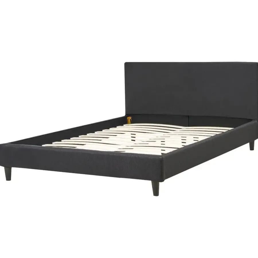 Twijfelaars-Beliani FITOU - Tweepersoonsbed - Zwart - 140 x 200 cm - Polyester