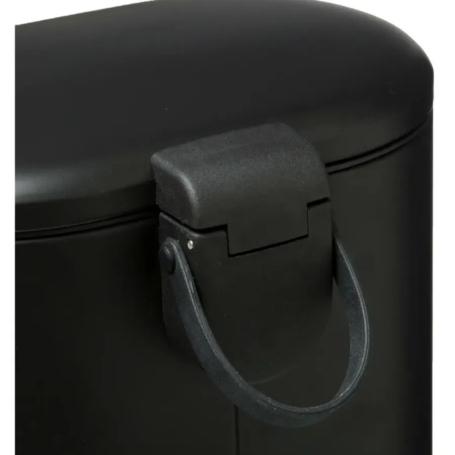 5five - Prullenbak/pedaalemmer zwart rvs metaal 6 liter - 15x24x30 cm