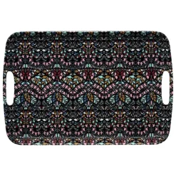 5five Design dienblad van melamine - 39 x 26 cm - flowers print antraciet