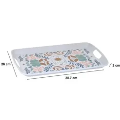 5five Design dienblad van melamine - 39 x 26 cm - flowers print wit