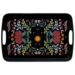 5five Design dienblad van melamine - 39 x 26 cm - flowers print zwart