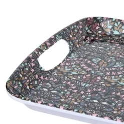 5five Design dienblad van melamine - 47 x 30 cm - flowers print antraciet