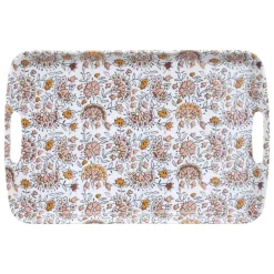 Dienbladen-5five Design dienblad van melamine - 47 x 30 cm - flowers print wit