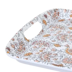 Dienbladen-5five Design dienblad van melamine - 47 x 30 cm - flowers print wit