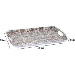 Dienbladen-5five Design dienblad van melamine - 47 x 30 cm - flowers print wit