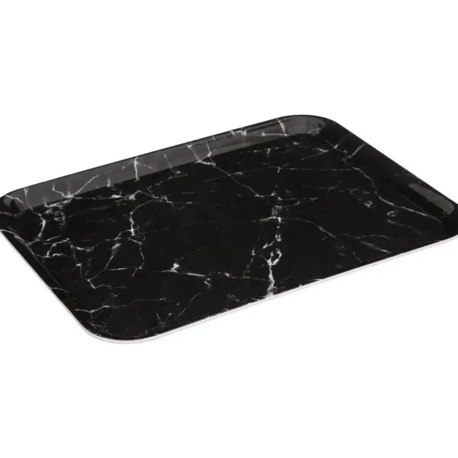 5five Dienblad/serveer tray Marble - Melamine - zwart -33 x 43 cm