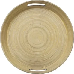 Dienbladen-5five Dienblad/serveerblad - bamboe zwart - handvaten - D42 cm