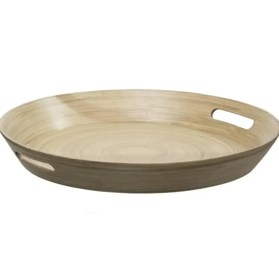 Dienbladen-5five Dienblad/serveerblad - bamboe bruin - handvaten - D42 cm