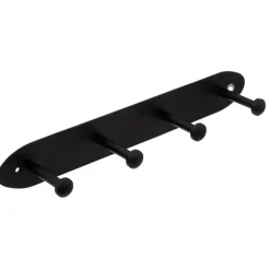 5five Kapstok rek voor wand/muur - zwart - 4 ophanghaken - B35 cm