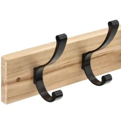 Kapstokken-5five Kapstok rek voor wand/muur - lichtbruin/zwart - 4x ophanghaken