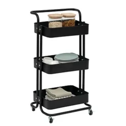 5five Keuken/badkamer opberg trolley - 3 laags - zwart