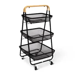 Trolleys-5five Keuken/badkamer opberg trolley - 3 laags - zwart
