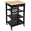 Trolleys-5five Keukentrolley - met lade - zwart/bruin - 87 x 58 x 48 cm