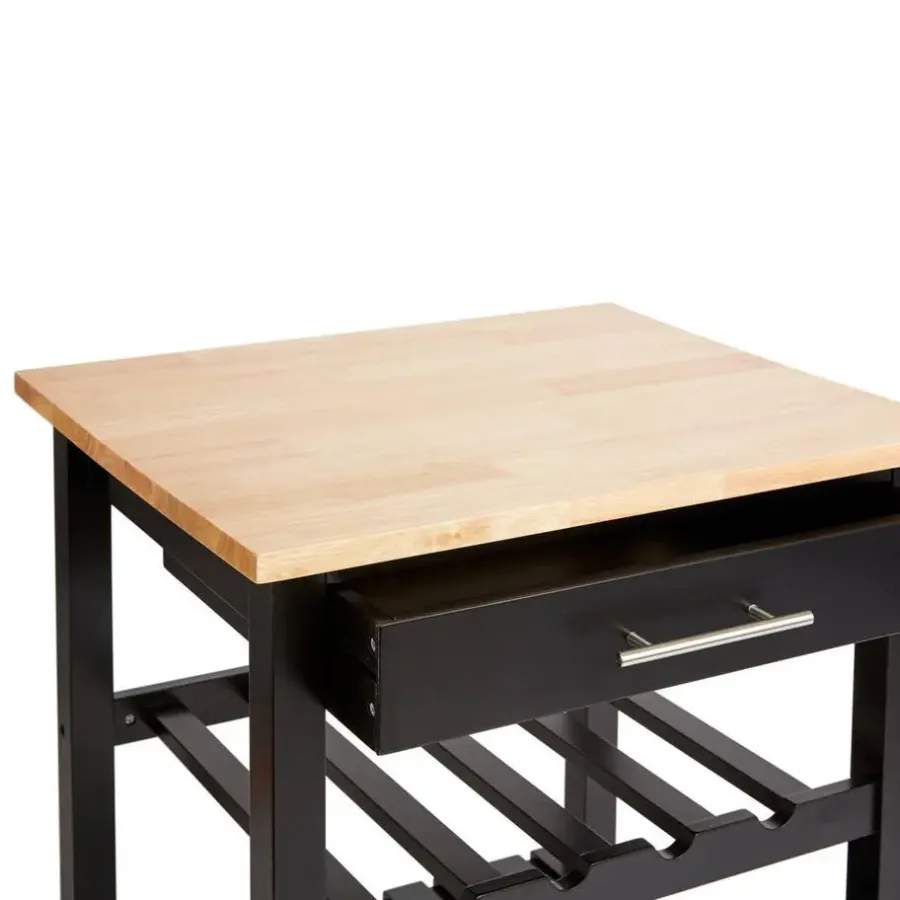 Trolleys-5five Keukentrolley - met lade - zwart/bruin - 87 x 58 x 48 cm