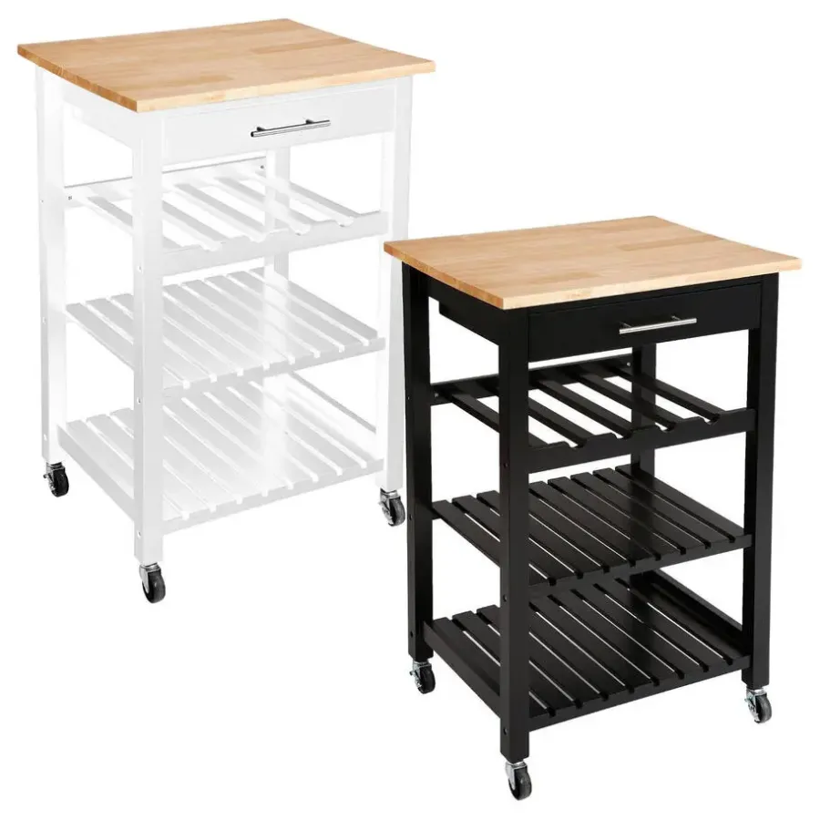 Trolleys-5five Keukentrolley - met lade - zwart/bruin - 87 x 58 x 48 cm