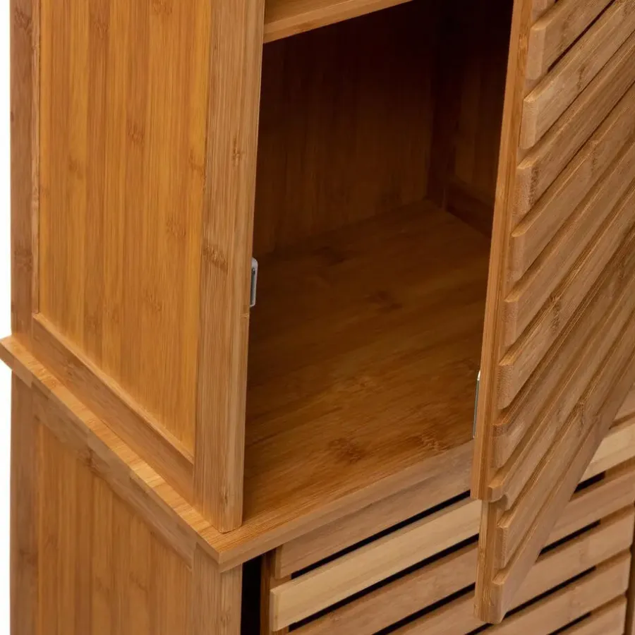 Hoge Kasten-5five Kolomkast - hoog - 33 x 28 x 168 cm - bamboe - bruin