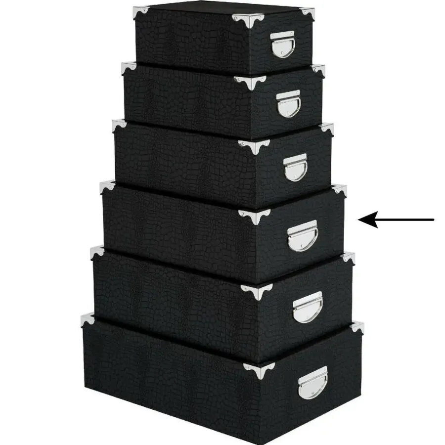 Opbergboxen-5five Opbergdoos/box - zwart - L40 x B26.5 x H14 cm - karton