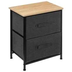 Ladekasten|Ladekasten-5five Opbergkast - 2x mand - 42x30x51cm - hout/stof donkergrijs