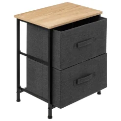 Ladekasten|Ladekasten-5five Opbergkast - 2x mand - 42x30x51cm - hout/stof donkergrijs