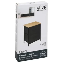 Ladekasten|Ladekasten-5five Opbergkast - 2x mand - 42x30x51cm - hout/stof donkergrijs