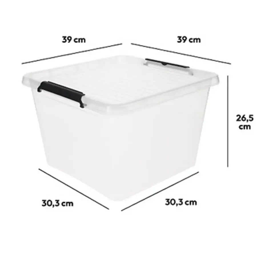 5five Opbergkist met deiksel - Clip Box - 32L - 39x39x26 cm