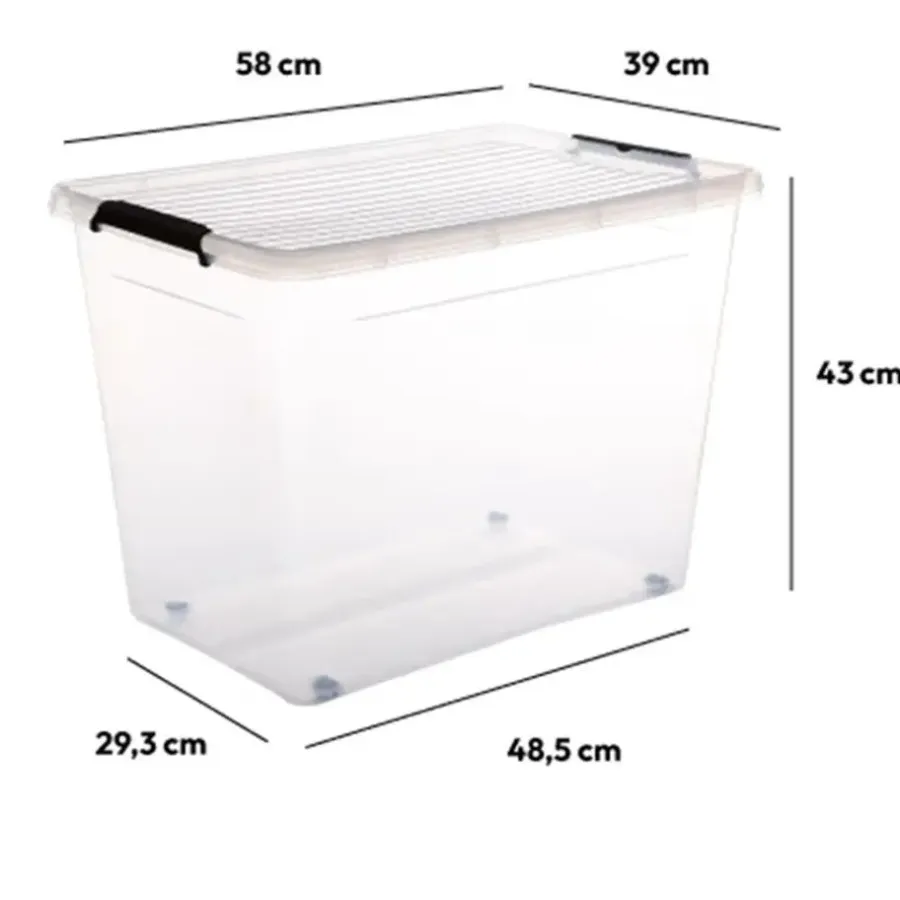 5five Opbergkist met deksel - Clip Box - 80L - 58x39x43 cm
