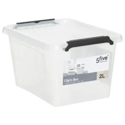Opbergboxen-5five Opbergkist met deksel - Clip Box - 2L - 19x15x11 cm