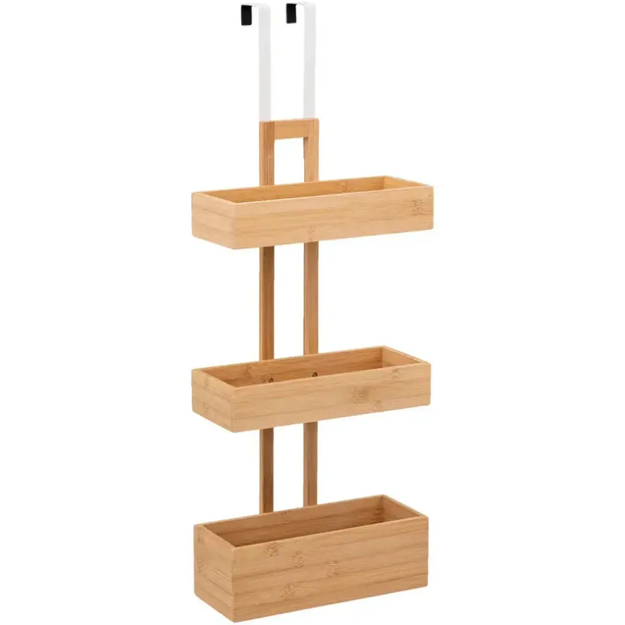 Badmeubelsets-5five Opbergmanden deur - 3-laags - bamboe - bruin - 28x19x75cm