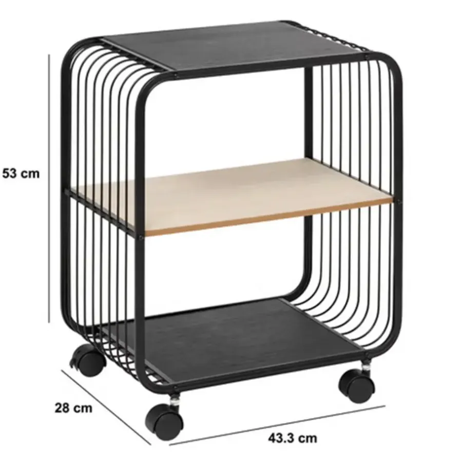 Wandkasten-5five Opbergrekje 2 laags met planken - metaal - 43 x 28 x 53 cm