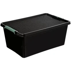 Opbergboxen-5five Opslagbak met deksel - zwart - kunststof - 60L - 58x39x35cm