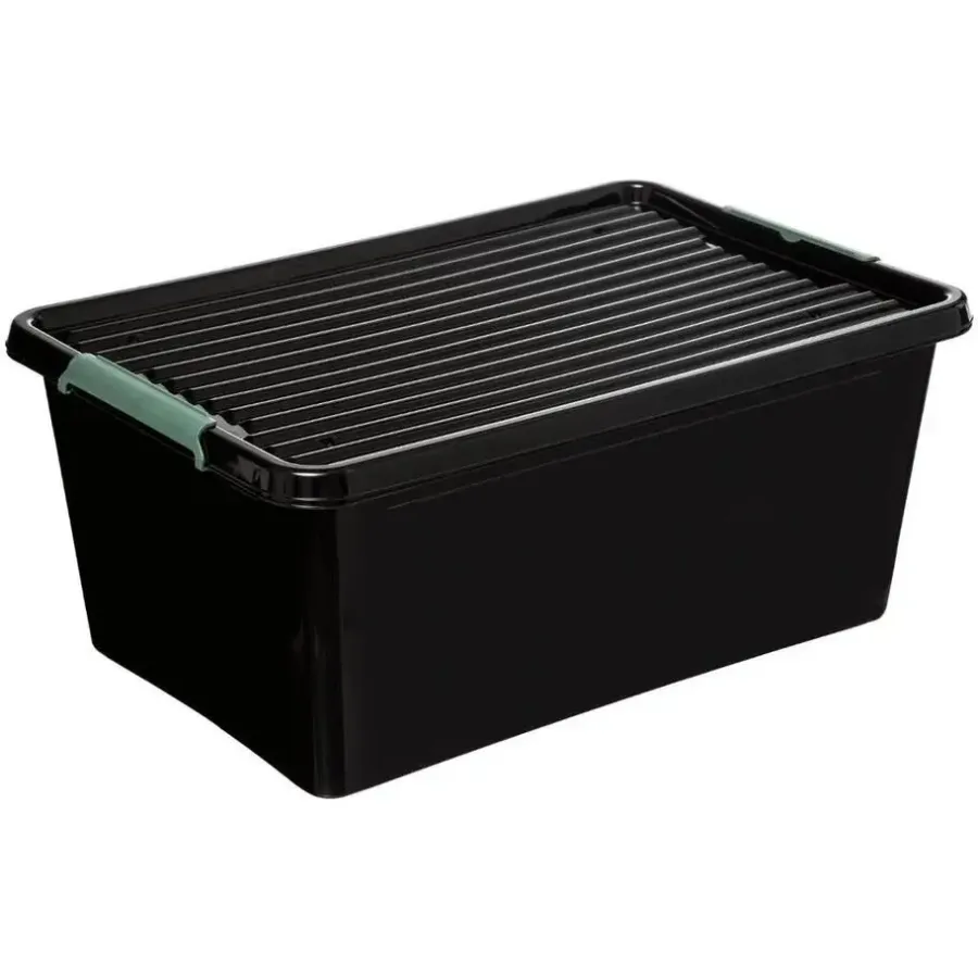 Opbergboxen-5five Opslagbak met deksel - zwart - kunststof - 60L - 58x39x35cm