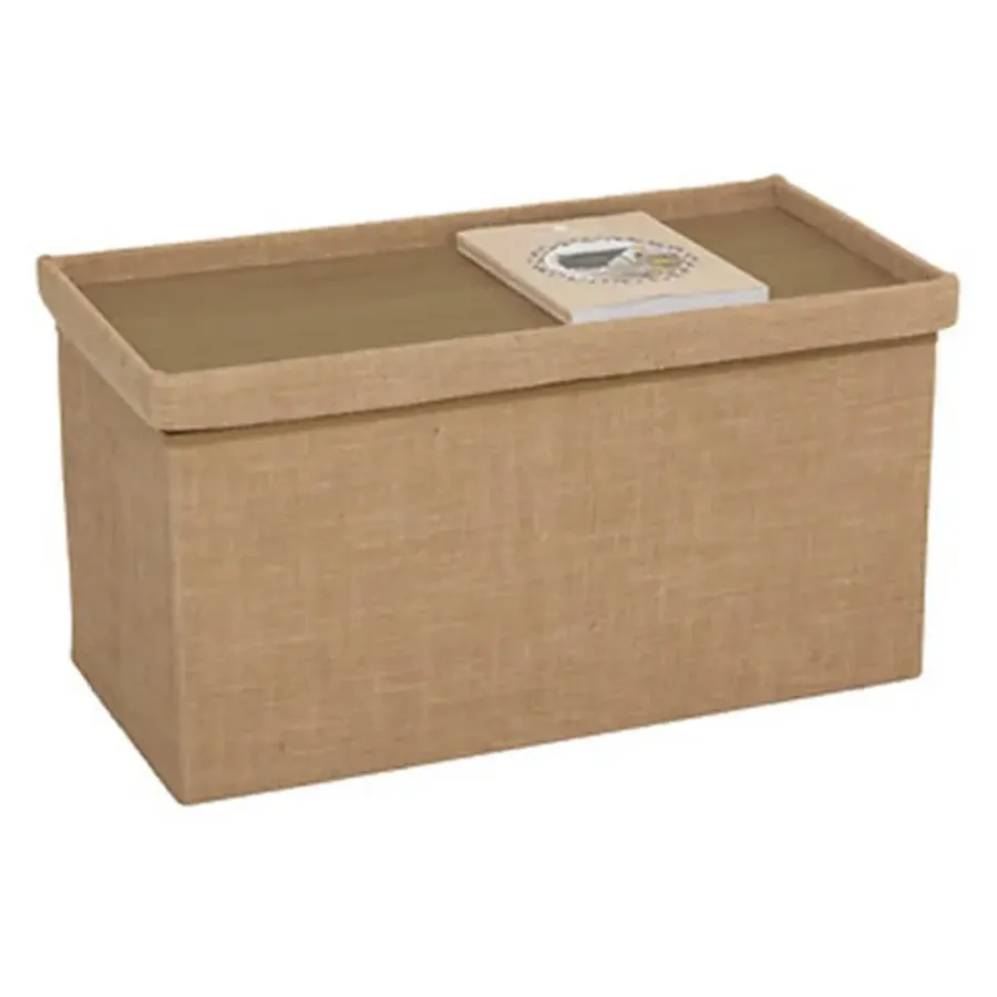 5five Poef/hocker - opbergbox - beige - PU/MDF - 38 x 76 cm