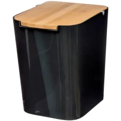 5five Five Prullenbak - 5 liter - bamboe - zwart/lichtbruin - 24 x 19 cm