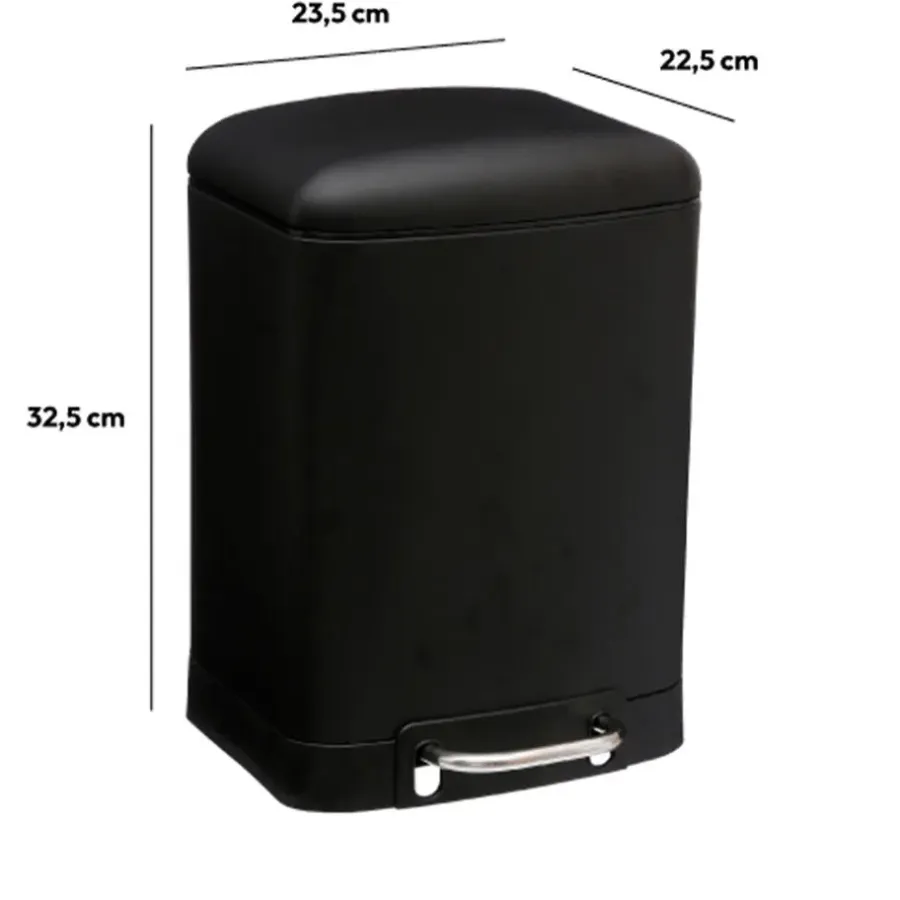 5five Prullenbak/pedaalemmer - zwart - metaal - 6 liter - 23 x 32 cm