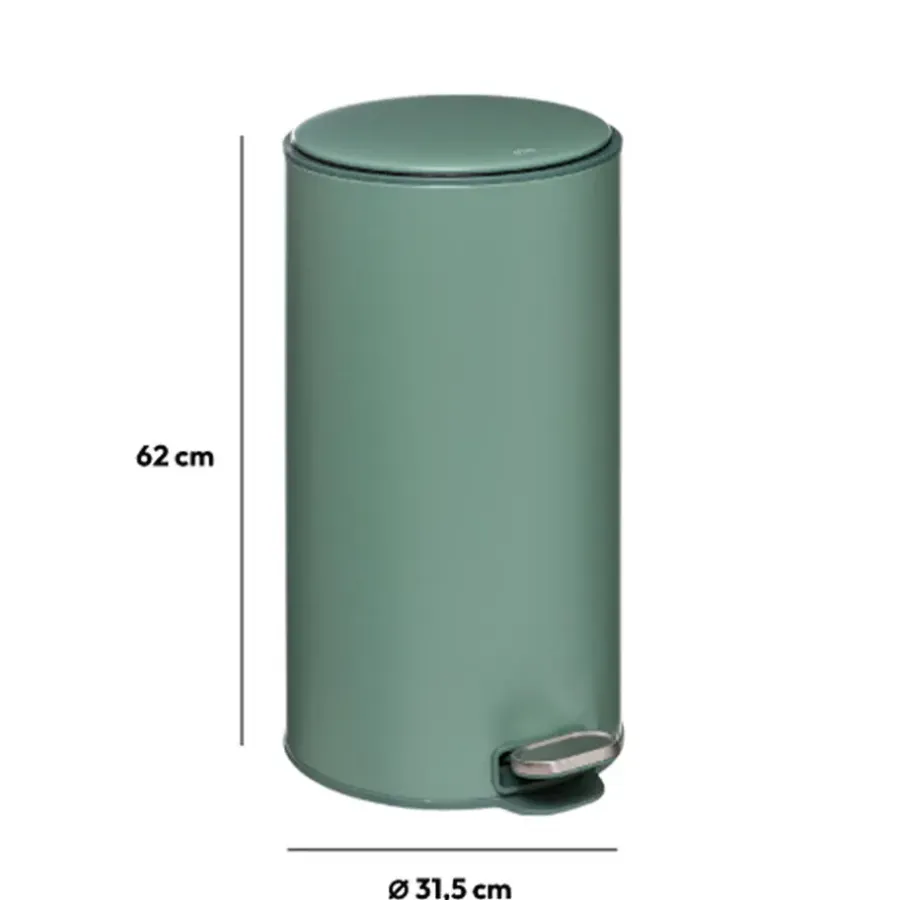 5five Prullenbak/pedaalemmer - groen - metaal - 30 liter - 62 cm