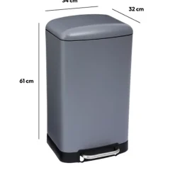 5five Prullenbak/pedaalemmer - grijs - metaal - 30 liter - 34 x 61 cm