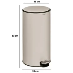 Prullenbakken-5five Prullenbak/pedaalemmer - beige - metaal - 30 liter