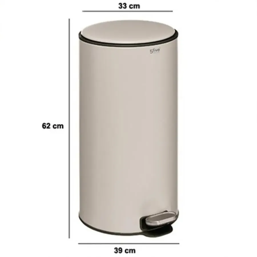 Prullenbakken-5five Prullenbak/pedaalemmer - beige - metaal - 30 liter