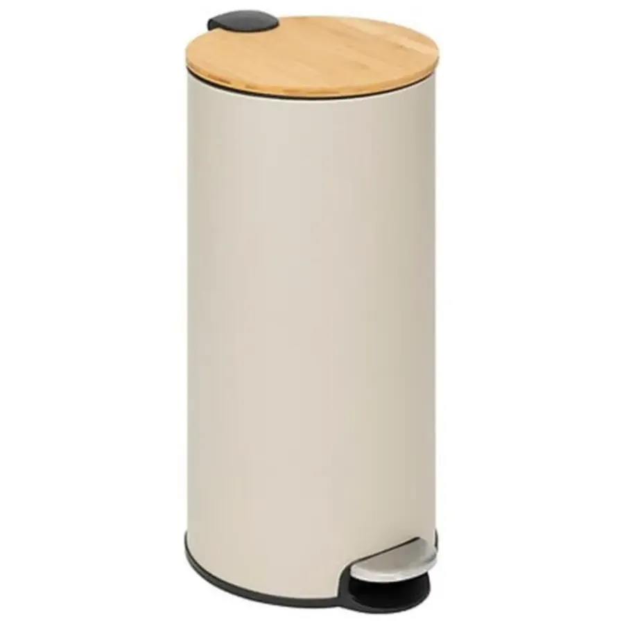 5five Prullenbak/pedaalemmer Bamboe - beige - 30L - 38x29x60 cm