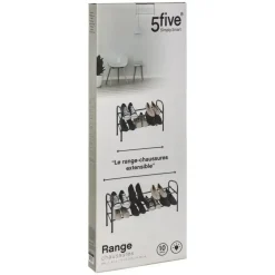 Kledingopbergers-5five Schoenenrek - uitschuifbaar - zwart - 6-10 paar - 61 x 39cm