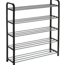 Kledingopbergers-5five Schoenenrek - zilver/zwart - 15-paar - metaal-kunststof - 71x78cm