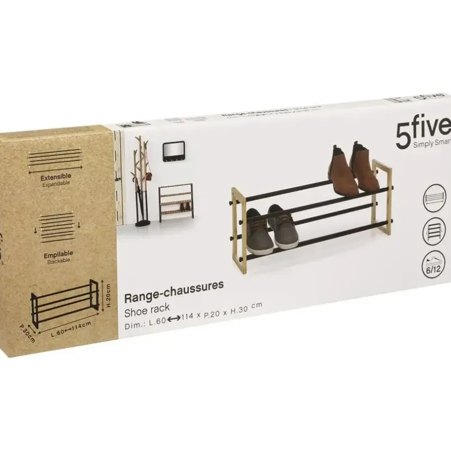 Kledingopbergers-5five Schoenenrek uitschuifbaar - 6-12 paar schoenen - 60 x 30 cm